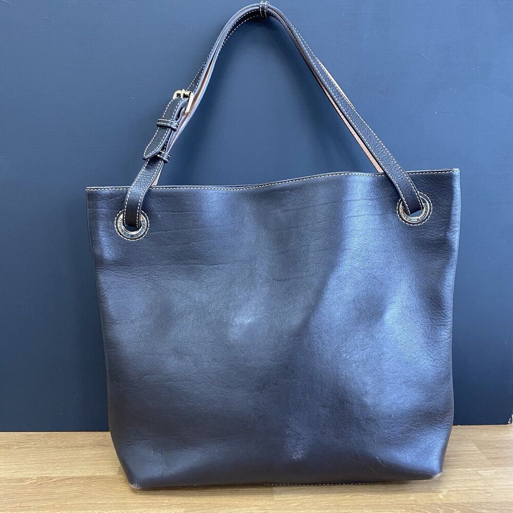 Dooney and Bourke Portofino Grommet Shopper Brown Clean SEE Gold Hardware